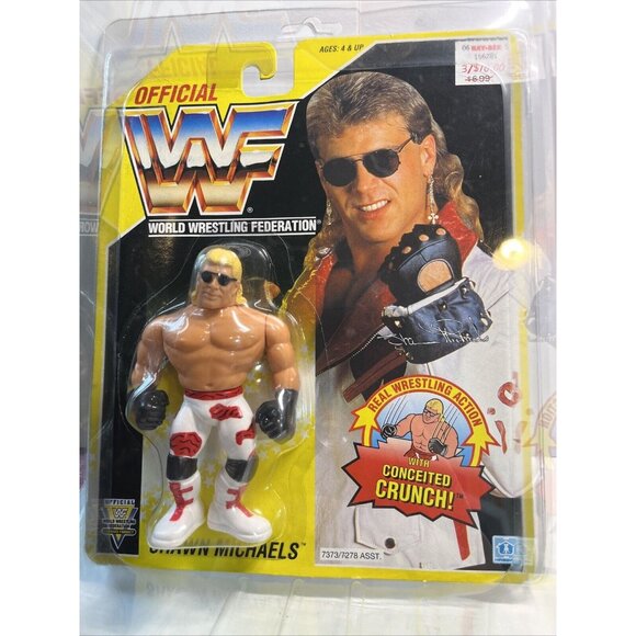 WWF WWE Shawn Michaels Wrestling Figure Hasbro Card 1993 Series 7 + Protector!